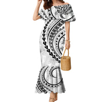 Polynesian Pride Mermaid Dress Turtle Hibiscus Luxury Style - White - Wonder Print Shop