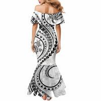 Polynesian Pride Mermaid Dress Turtle Hibiscus Luxury Style - White - Wonder Print Shop