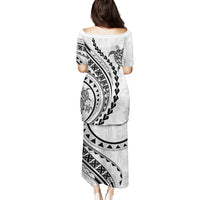 Polynesian Pride Puletasi Turtle Hibiscus Luxury Style - White - Wonder Print Shop