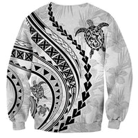 Polynesian Pride Sweatshirt Turtle Hibiscus Luxury Style - White - Wonder Print Shop