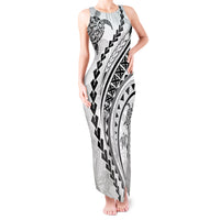 Polynesian Pride Tank Maxi Dress Turtle Hibiscus Luxury Style - White - Wonder Print Shop