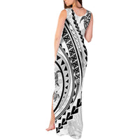 Polynesian Pride Tank Maxi Dress Turtle Hibiscus Luxury Style - White - Wonder Print Shop