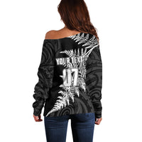 Personalised New Zealand Rugby Off Shoulder Sweater World Cup 2023 Silver Fern Champions - Wonder Print Shop