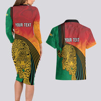 Guyana Cricket Amazon Warriors Personalized Couples Matching Long Sleeve Bodycon Dress and Hawaiian Shirt Fierce Jaguars - Wonder Print Shop