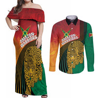 Guyana Cricket Amazon Warriors Personalized Couples Matching Off Shoulder Maxi Dress and Long Sleeve Button Shirt Fierce Jaguars - Wonder Print Shop