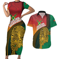 Guyana Cricket Amazon Warriors Personalized Couples Matching Short Sleeve Bodycon Dress and Hawaiian Shirt Fierce Jaguars - Wonder Print Shop