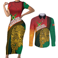 Guyana Cricket Amazon Warriors Personalized Couples Matching Short Sleeve Bodycon Dress and Long Sleeve Button Shirt Fierce Jaguars - Wonder Print Shop