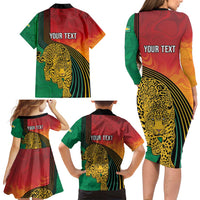 Guyana Cricket Amazon Warriors Personalized Family Matching Long Sleeve Bodycon Dress and Hawaiian Shirt Fierce Jaguars - Wonder Print Shop