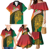 Guyana Cricket Amazon Warriors Personalized Family Matching Mermaid Dress and Hawaiian Shirt Fierce Jaguars - Wonder Print Shop