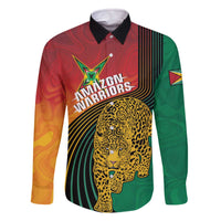 Guyana Cricket Amazon Warriors Personalized Family Matching Off The Shoulder Long Sleeve Dress and Hawaiian Shirt Fierce Jaguars - Wonder Print Shop