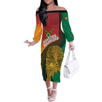Guyana Cricket Amazon Warriors Personalized Family Matching Off The Shoulder Long Sleeve Dress and Hawaiian Shirt Fierce Jaguars - Wonder Print Shop