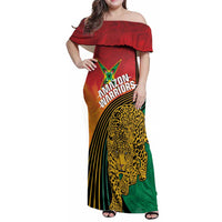 Guyana Cricket Amazon Warriors Personalized Family Matching Off Shoulder Maxi Dress and Hawaiian Shirt Fierce Jaguars - Wonder Print Shop