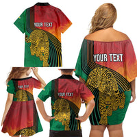 Guyana Cricket Amazon Warriors Personalized Family Matching Off Shoulder Short Dress and Hawaiian Shirt Fierce Jaguars - Wonder Print Shop