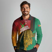 Guyana Cricket Amazon Warriors Personalized Long Sleeve Polo Shirt Fierce Jaguars - Wonder Print Shop
