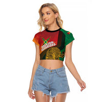 Guyana Cricket Amazon Warriors Personalized Raglan Cropped T Shirt Fierce Jaguars - Wonder Print Shop