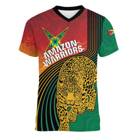 Guyana Cricket Amazon Warriors Personalized Women V-Neck T-Shirt Fierce Jaguars - Wonder Print Shop