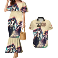 Kentucky Horse Racing 151st Personalized Couples Matching Mermaid Dress and Hawaiian Shirt Derby Watercolor Style - Cream LT7