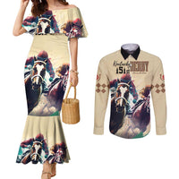 Kentucky Horse Racing 151st Personalized Couples Matching Mermaid Dress and Long Sleeve Button Shirt Derby Watercolor Style - Cream LT7