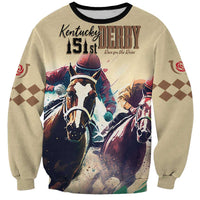 Kentucky Horse Racing 151st Personalized Sweatshirt Derby Watercolor Style - Cream LT7