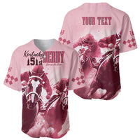 Kentucky Horse Racing 151st Personalized Baseball Jersey Derby Watercolor Style - Pink LT7