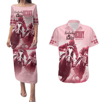 Kentucky Horse Racing 151st Personalized Couples Matching Puletasi and Hawaiian Shirt Derby Watercolor Style - Pink LT7