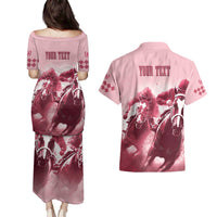 Kentucky Horse Racing 151st Personalized Couples Matching Puletasi and Hawaiian Shirt Derby Watercolor Style - Pink LT7