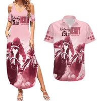 Kentucky Horse Racing 151st Personalized Couples Matching Summer Maxi Dress and Hawaiian Shirt Derby Watercolor Style - Pink LT7