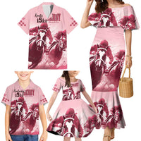 Kentucky Horse Racing 151st Personalized Family Matching Mermaid Dress and Hawaiian Shirt Derby Watercolor Style - Pink LT7