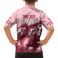 Kentucky Horse Racing 151st Personalized Family Matching Short Sleeve Bodycon Dress and Hawaiian Shirt Derby Watercolor Style - Pink LT7