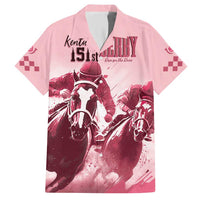 Kentucky Horse Racing 151st Personalized Family Matching Short Sleeve Bodycon Dress and Hawaiian Shirt Derby Watercolor Style - Pink LT7