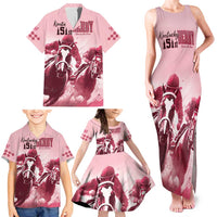 Kentucky Horse Racing 151st Personalized Family Matching Tank Maxi Dress and Hawaiian Shirt Derby Watercolor Style - Pink LT7