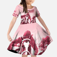 Kentucky Horse Racing 151st Personalized Kid Short Sleeve Dress Derby Watercolor Style - Pink LT7