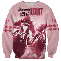Kentucky Horse Racing 151st Personalized Sweatshirt Derby Watercolor Style - Pink LT7