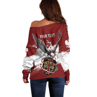 Poland Personalized Grunge Eagle Off Shoulder Sweater Polska Walczaca