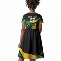 Afro-Jamaica Heritage Custom Kid Short Sleeve Dress Roaring Lion