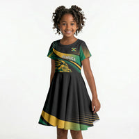 Afro-Jamaica Heritage Custom Kid Short Sleeve Dress Roaring Lion