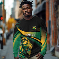Afro-Jamaica Heritage Custom Long Sleeve Shirt Roaring Lion