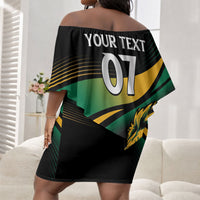 Afro-Jamaica Heritage Custom Off Shoulder Short Dress Roaring Lion