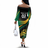 Afro-Jamaica Heritage Custom Off The Shoulder Long Sleeve Dress Roaring Lion
