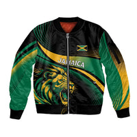 Afro-Jamaica Heritage Custom Sleeve Zip Bomber Jacket Roaring Lion