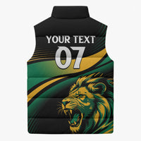 Afro-Jamaica Heritage Custom Sleeveless Puffer Jacket Roaring Lion