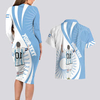 Argentina La Albiceleste Custom Couples Matching Long Sleeve Bodycon Dress and Hawaiian Shirt Vamos Argentina LT7 - Wonder Print Shop
