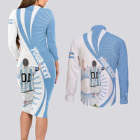 Argentina La Albiceleste Custom Couples Matching Long Sleeve Bodycon Dress and Long Sleeve Button Shirt Vamos Argentina LT7 - Wonder Print Shop