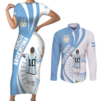 Argentina La Albiceleste Custom Couples Matching Short Sleeve Bodycon Dress and Long Sleeve Button Shirt Vamos Argentina LT7 - Wonder Print Shop