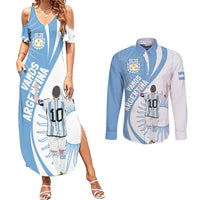 Argentina La Albiceleste Custom Couples Matching Summer Maxi Dress and Long Sleeve Button Shirt Vamos Argentina LT7 - Wonder Print Shop