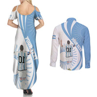 Argentina La Albiceleste Custom Couples Matching Summer Maxi Dress and Long Sleeve Button Shirt Vamos Argentina LT7 - Wonder Print Shop