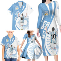 Argentina La Albiceleste Custom Family Matching Long Sleeve Bodycon Dress and Hawaiian Shirt Vamos Argentina LT7 - Wonder Print Shop