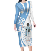 Argentina La Albiceleste Custom Family Matching Long Sleeve Bodycon Dress and Hawaiian Shirt Vamos Argentina LT7 - Wonder Print Shop