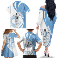 Argentina La Albiceleste Custom Family Matching Off The Shoulder Long Sleeve Dress and Hawaiian Shirt Vamos Argentina - Wonder Print Shop