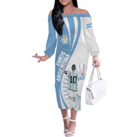 Argentina La Albiceleste Custom Family Matching Off The Shoulder Long Sleeve Dress and Hawaiian Shirt Vamos Argentina - Wonder Print Shop